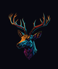 Portrait of a fairytale deer. T-shirt design.