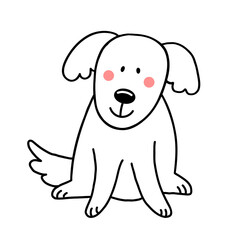 A cute dog in a doodle style. illustration isolated on a white background.