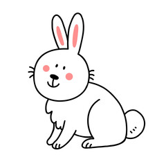 A cute rabbit in a doodle style. illustration isolated on a white background.