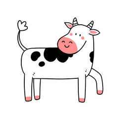 A cute cow in a doodle style. illustration isolated on a white background.