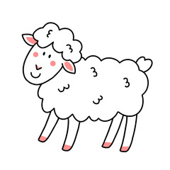 A cute sheep in a doodle style. illustration isolated on a white background.