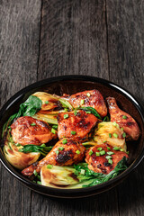 roasted asian glazed chicken thighs with bok choy