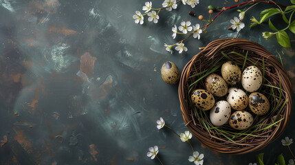 quail eggs in a nest like a easter egg sweet day