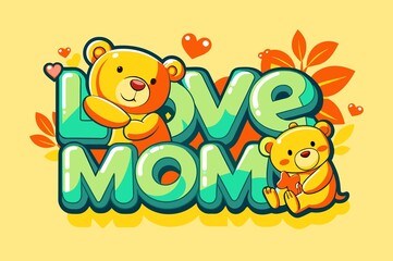 Naklejka premium love mom card