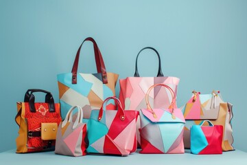 A group of handbags neatly arranged on a table. Ideal for fashion or retail concepts