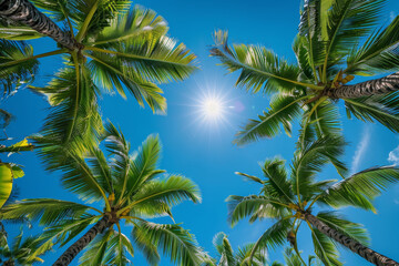 Fototapeta premium Tropical Background with Palm Trees