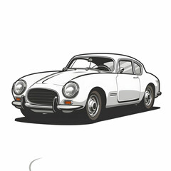 Classic Car Illustration, Old Car Garage