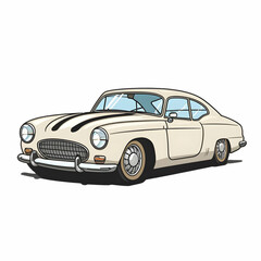 Obraz premium Classic Car Illustration, Old Car Garage