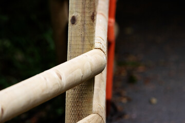 detail of a new post and rail fence