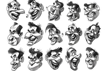 Naklejka premium Cartoon faces with different expressions. Suitable for various design projects