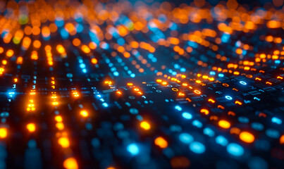 Futuristic Abstract Digital Grid Binary Code Technology Finance Background Concept