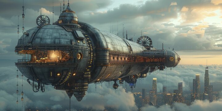 Cinematic floating library with drama themed book sections and film reel decorations, against a Hollywood skyline.