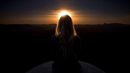 Woman watching sunrise