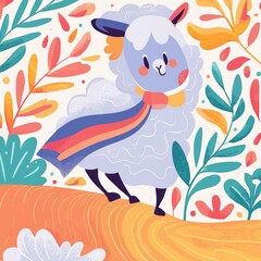 sheep with botanical drawn