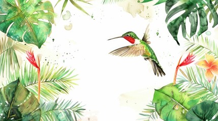 A beautiful painting of a hummingbird flying through the air. Perfect for nature-themed designs