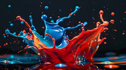 A vibrant dance of colorful paint splashes against a dark background awesome