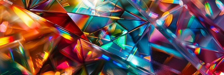 a colorful array of crystals arranged in a row, with a white crystal on the left, a blue crystal in