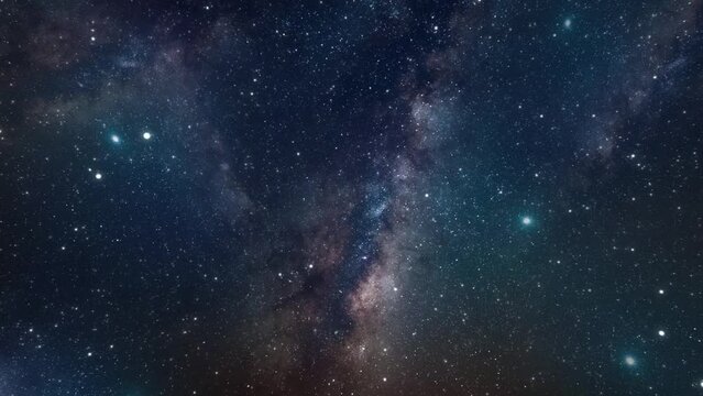 Futuristic journey through constellations and galaxies, flying past shining stars. Infinity Galaxy Space Background. Traveling along the milky way. 4k footage