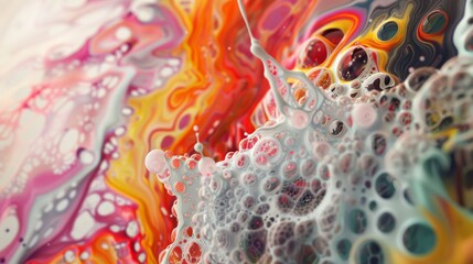 A vibrant dance of colors and bubbles in a psychedelic swirl