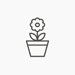 plant flower in pot icon vector