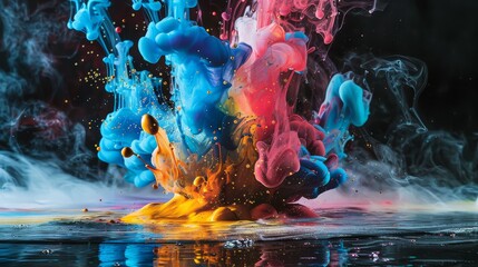 A vibrant dance of colors in liquid explosion