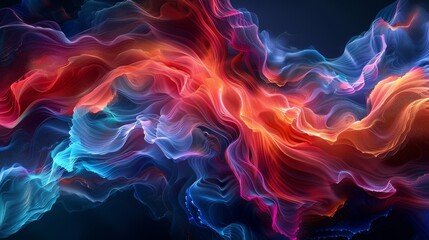 A vibrant dance of digital waves in neon hues