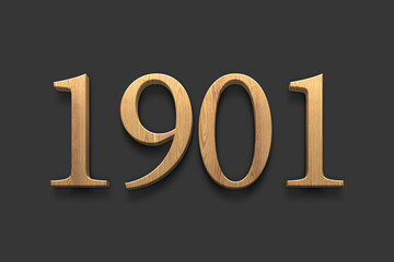 3D wooden logo of number 1901 on dark grey background.	