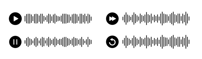 Audio wave icon. Equalizer template. Sound waves for voice message. Vector illustration