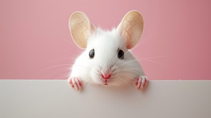 Cute mouse holding a blank white sign