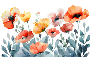 A vibrant and colorful watercolor illustration of flowers, perfect for home decor and artistic projects.
