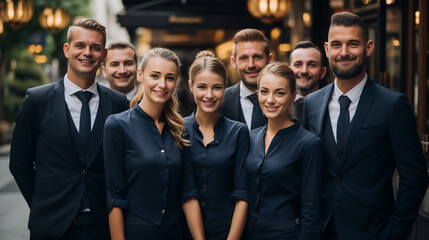 Professional hotel staff team portrait
