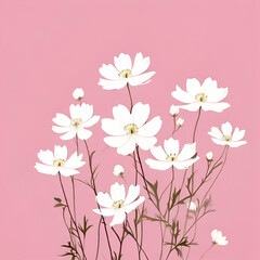 Fototapeta premium background with soft elegant white wild flowers design on pink backdrop minimalist style exclusive,generate ai