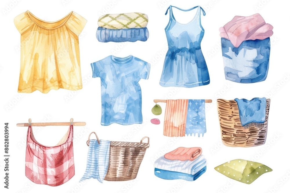 Wall mural A beautiful watercolor painting of various clothing items. Perfect for fashion blogs or magazines