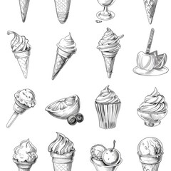 Various flavors of ice cream scoops, perfect for summer desserts