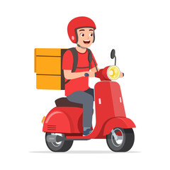 man ride scooter to deliver package