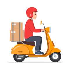 man ride scooter to deliver package