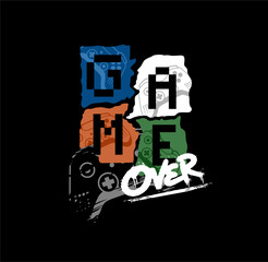 GAME OVER Typography tee shirt GAME design vector illustration.