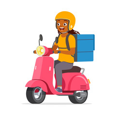 man ride scooter to deliver package