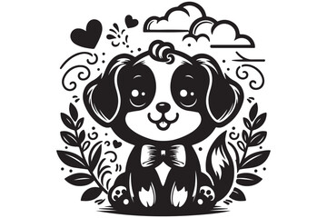 cute dog design black silhouette isolated on white background Vector