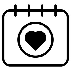 Calendar with heart symbol, valentine's day, anniversary date vector icon