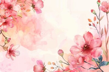 Pink flowers painted on a pink background. Ideal for floral designs