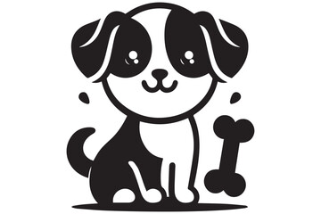 cute dog design black silhouette isolated on white background Vector