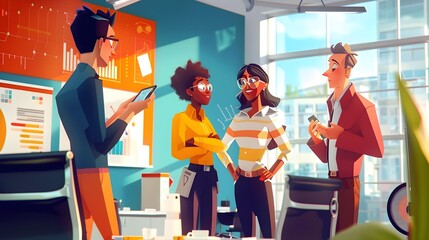 Diverse Office Team Engaged in Productive Brainstorming Session with Open Communication