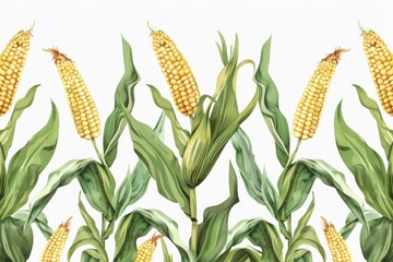 Vibrant painting of fresh corn on the cob, perfect for food-related designs