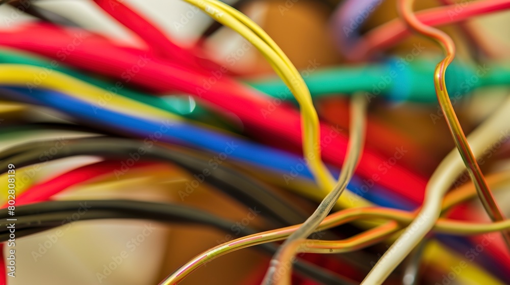 Canvas Prints Electrical wiring in a wall, close-up, colorful wires, clear focus on connections 