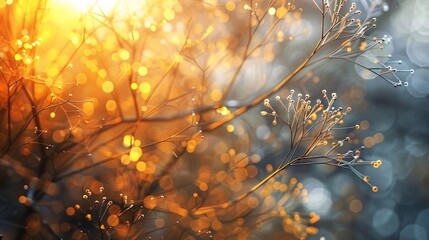 Blurred lights shining amongst tree branches background