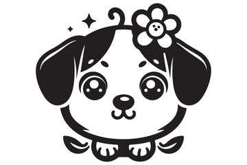 cute dog design black silhouette isolated on white background Vector