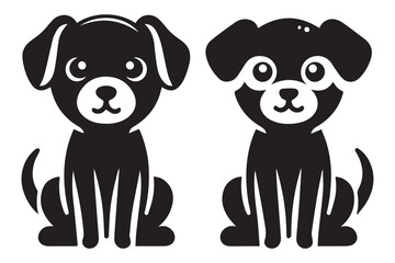 cute dog design black silhouette isolated on white background Vector