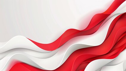 3D abstract white and red delicate wavy background