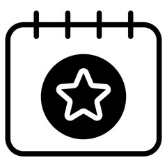 Calendar with star icon. Schedule icon isolated on white background